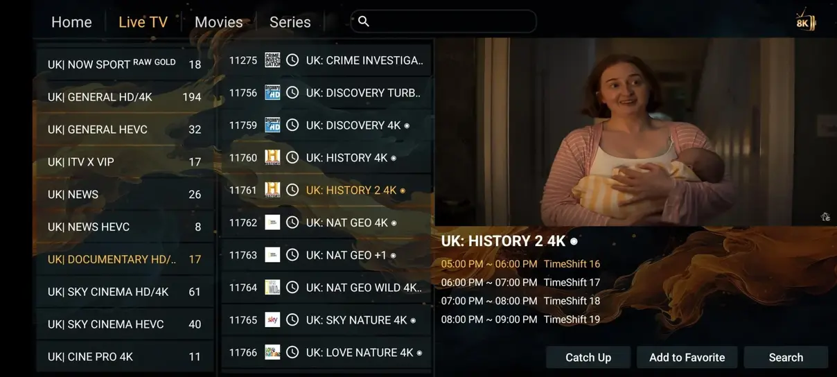 Digiso IPTV on demand movies library interface on TV